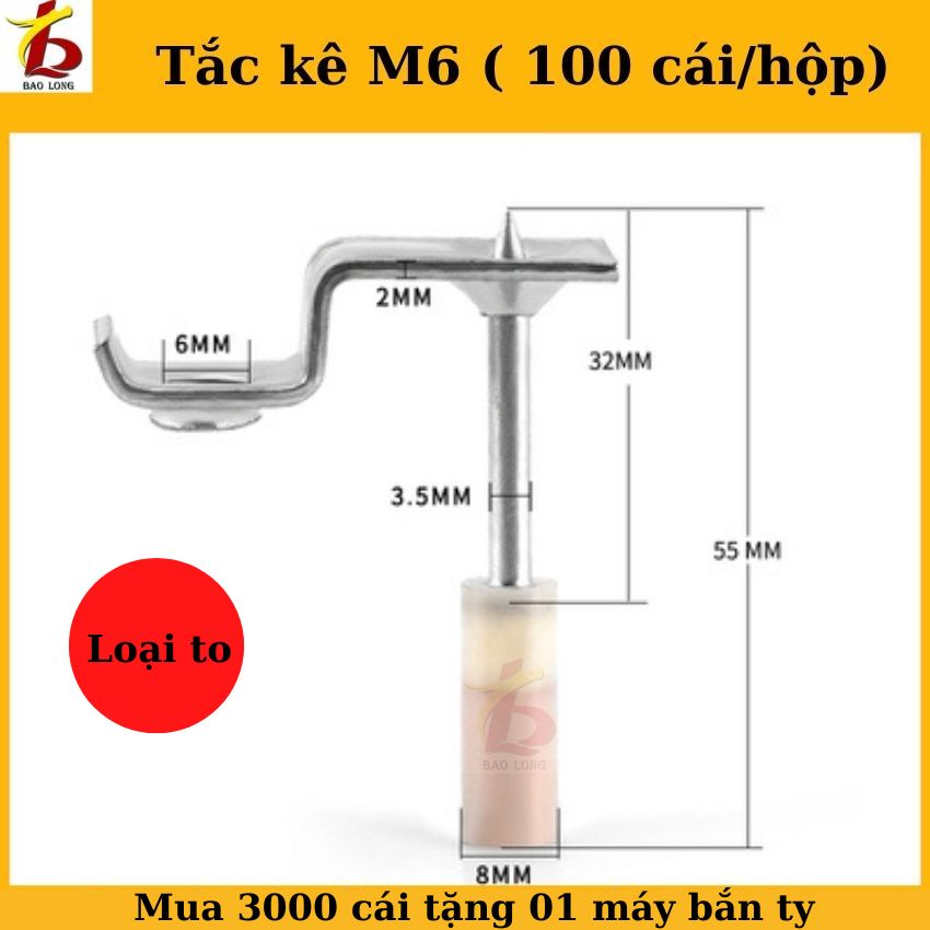 Tắc kê đạn ( tacke ) máy bắn ty M6 , hộp 100 cái