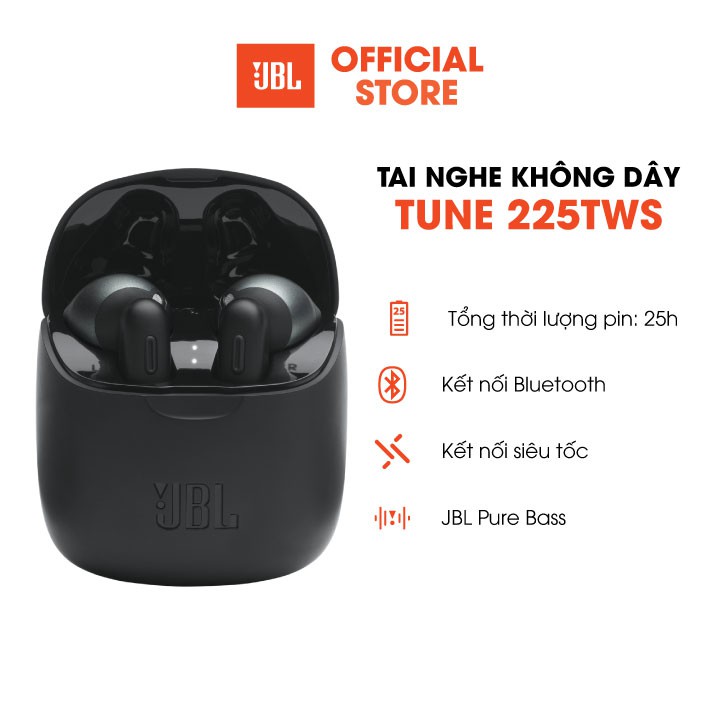 [HÀNG CHÍNH HÃNG] Tai nghe Bluetooth JBL Tune 225TWS | Kết nối không rối ren | Thời lượng pin 25h| JBL Pure Bass