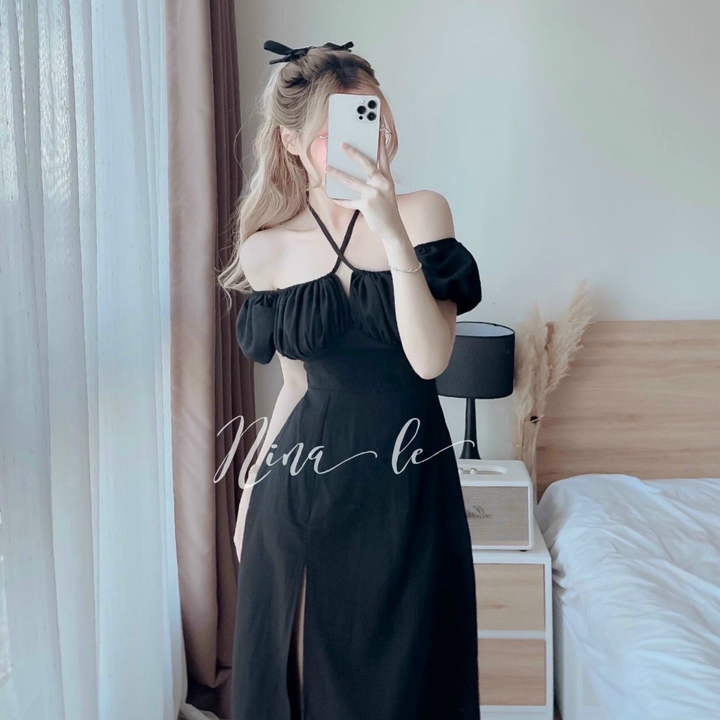 Đầm cổ yếm dây chéo maxi dáng dài ChemMix thiết kế siêu xinh cho nàng đi biển, hẹn hò, dạo phố