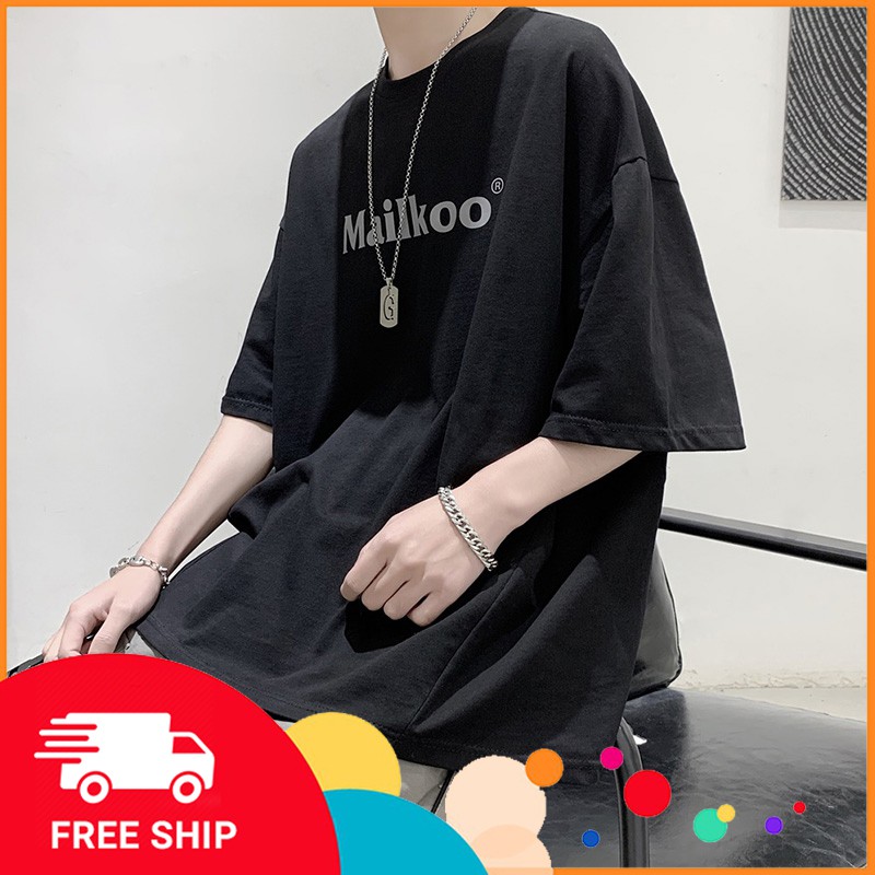 Áo thun tay lỡ nam nữ unisex MAILKOO basic tee phông form rộng oversize 2 màu trắng và đen cotton dáng xuông A101