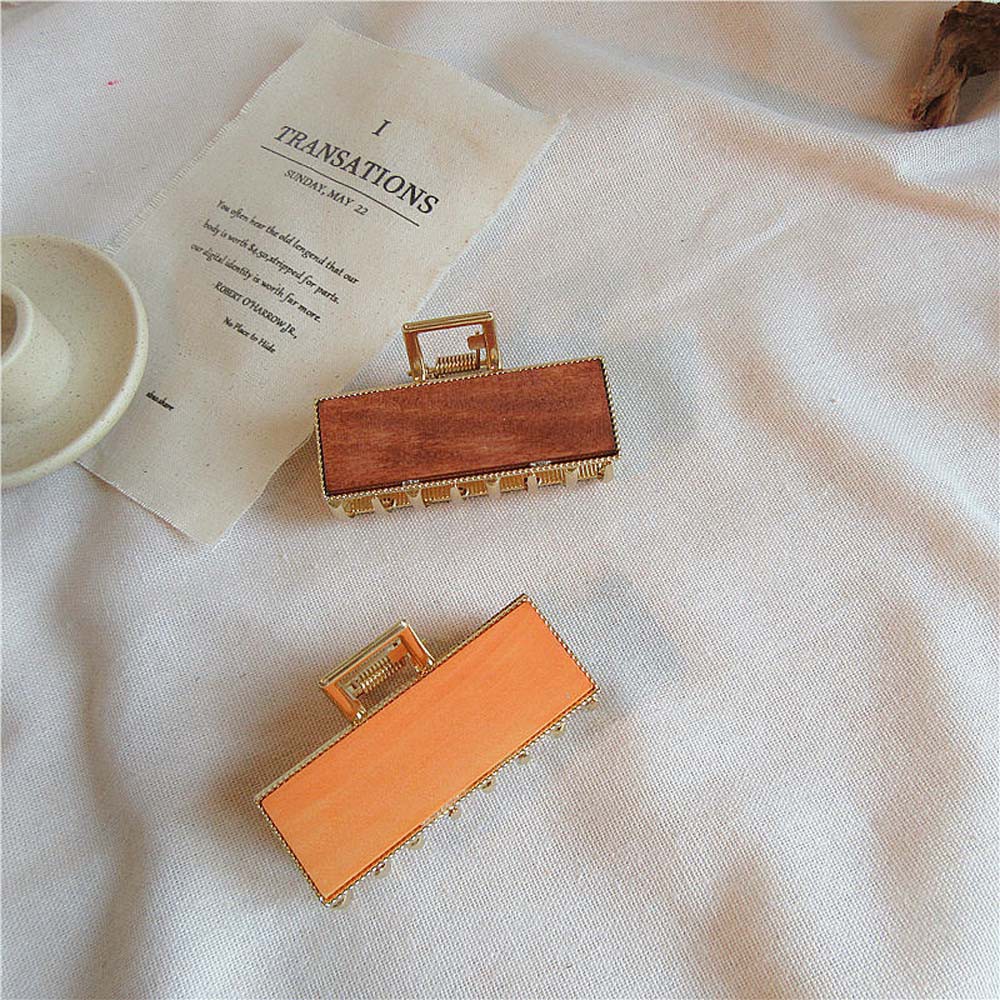 Kẹp tóc nhựa họa tiết vân gỗ nhiều màu thời trang cổ điển cá tính dành cho nữ