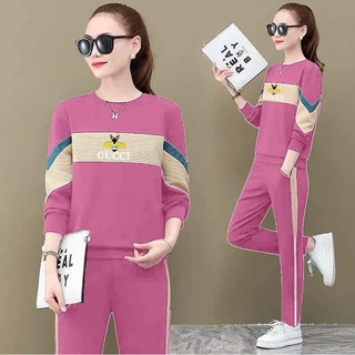 Set bộ nữ cotton tay dài phối màu logo thêu siu xinh - mẫu mặc sp thật