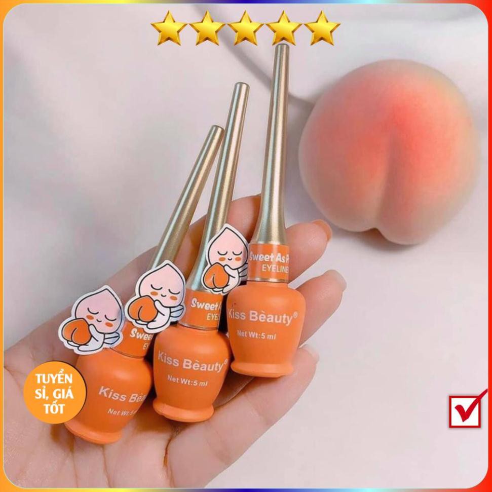 Bút Kẻ Mắt Nước Trái Đào Kiss Beauty Peach Eyeliner KING DC Siêu Dễ Kẻ-Bền Màu-Không Thấm Nước