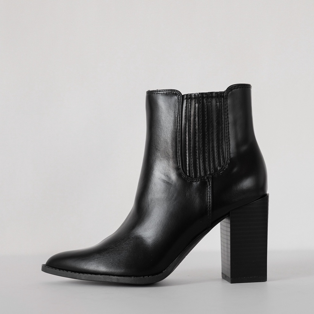 [Joiehome] Boots mũi nhọn gót vuông cổ chun basic