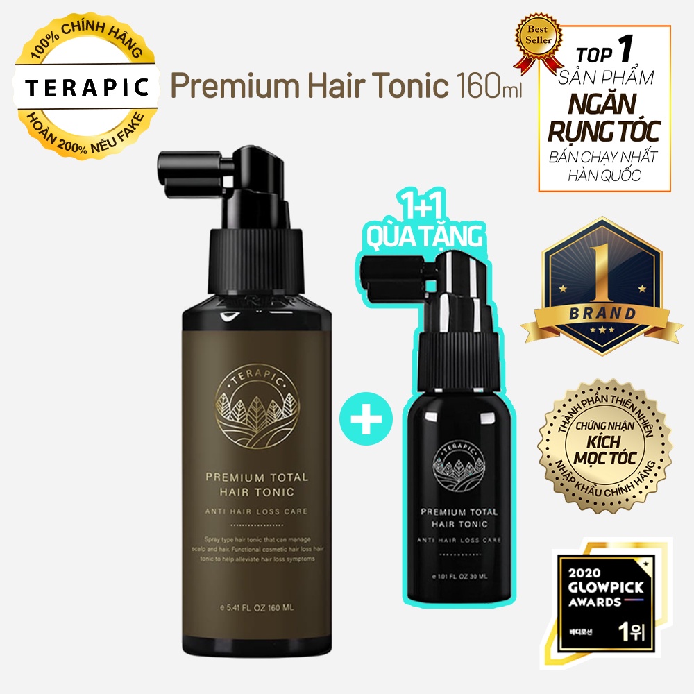 Tinh dầu dưỡng tóc Terapic Premium Total Hair Tonic 160ml, giúp mọc tóc nhanh, giảm rụng tóc