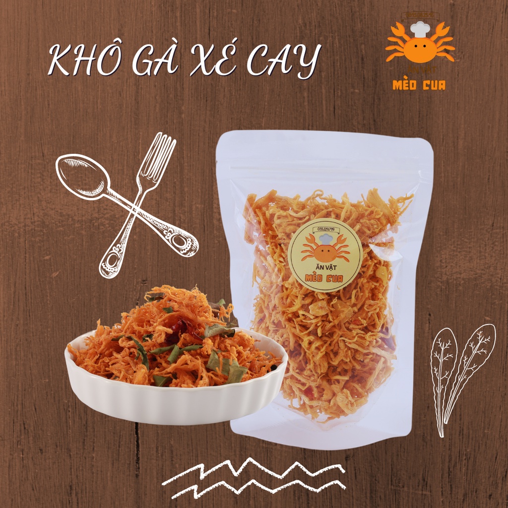 Khô Gà Xé Cay 02 Vị: Khô Gà Lá Chanh, Khô Gà Bơ Tỏi - Ăn Vặt Mèo Cua | BigBuy360 - bigbuy360.vn
