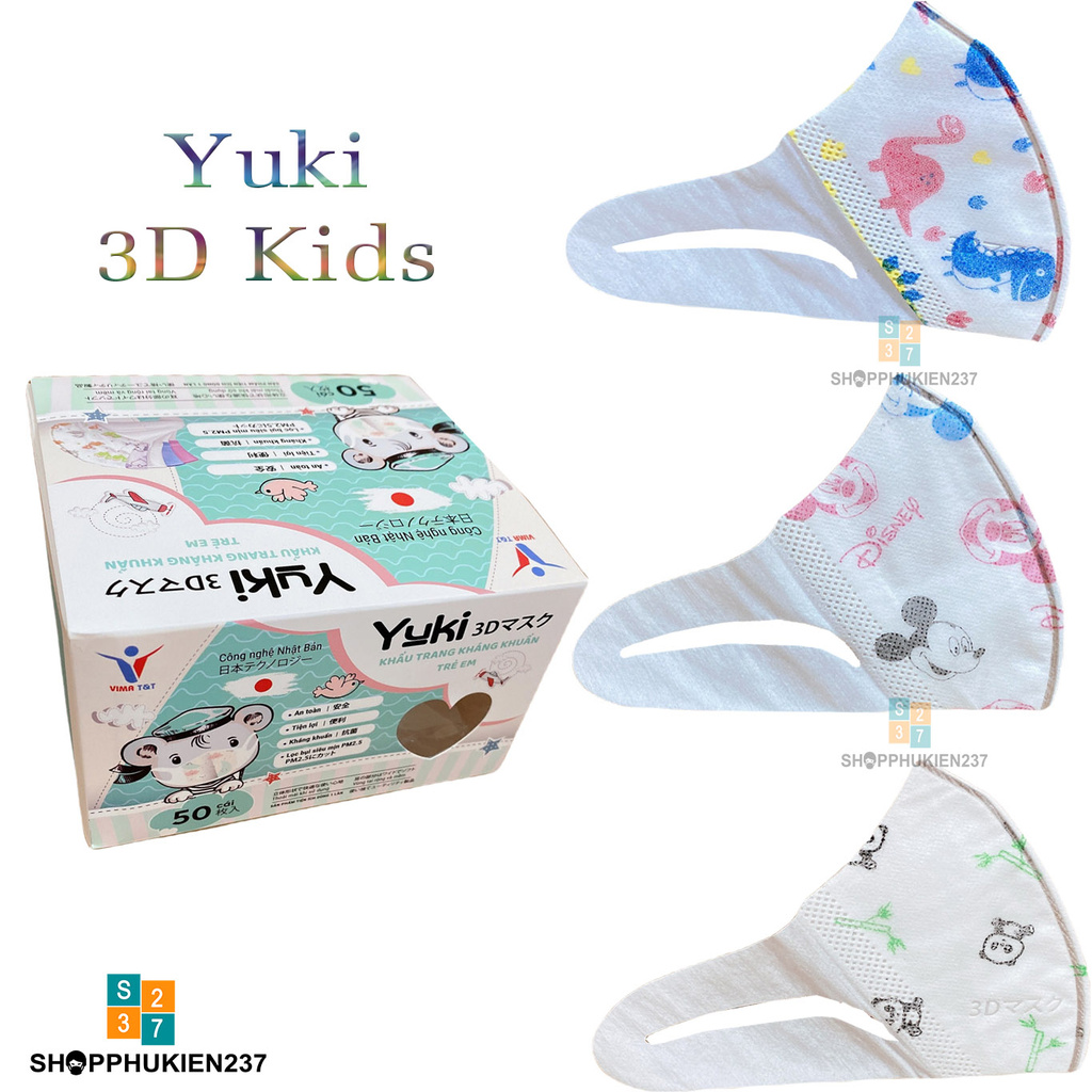 Khẩu trang 3D Yuki trẻ em hộp 50 cái cao cấp