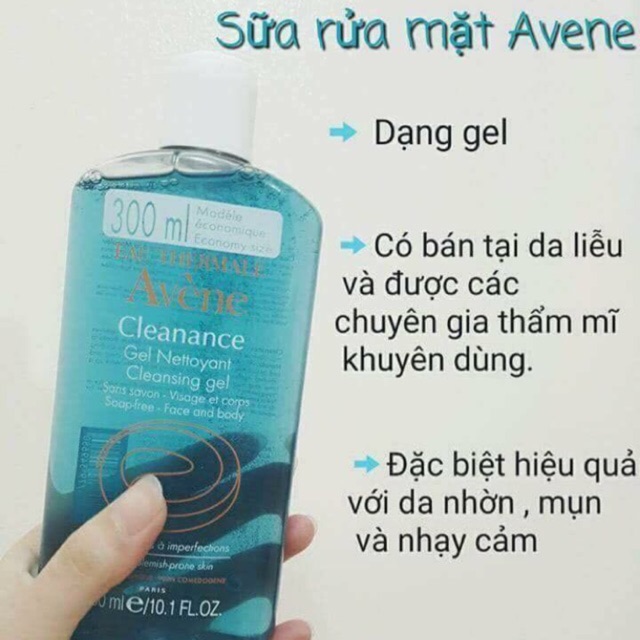 [AUTH, có bill Pháp] Sữa rửa mặt Avene 300ml + TẶNG nước tẩy trang 100ml