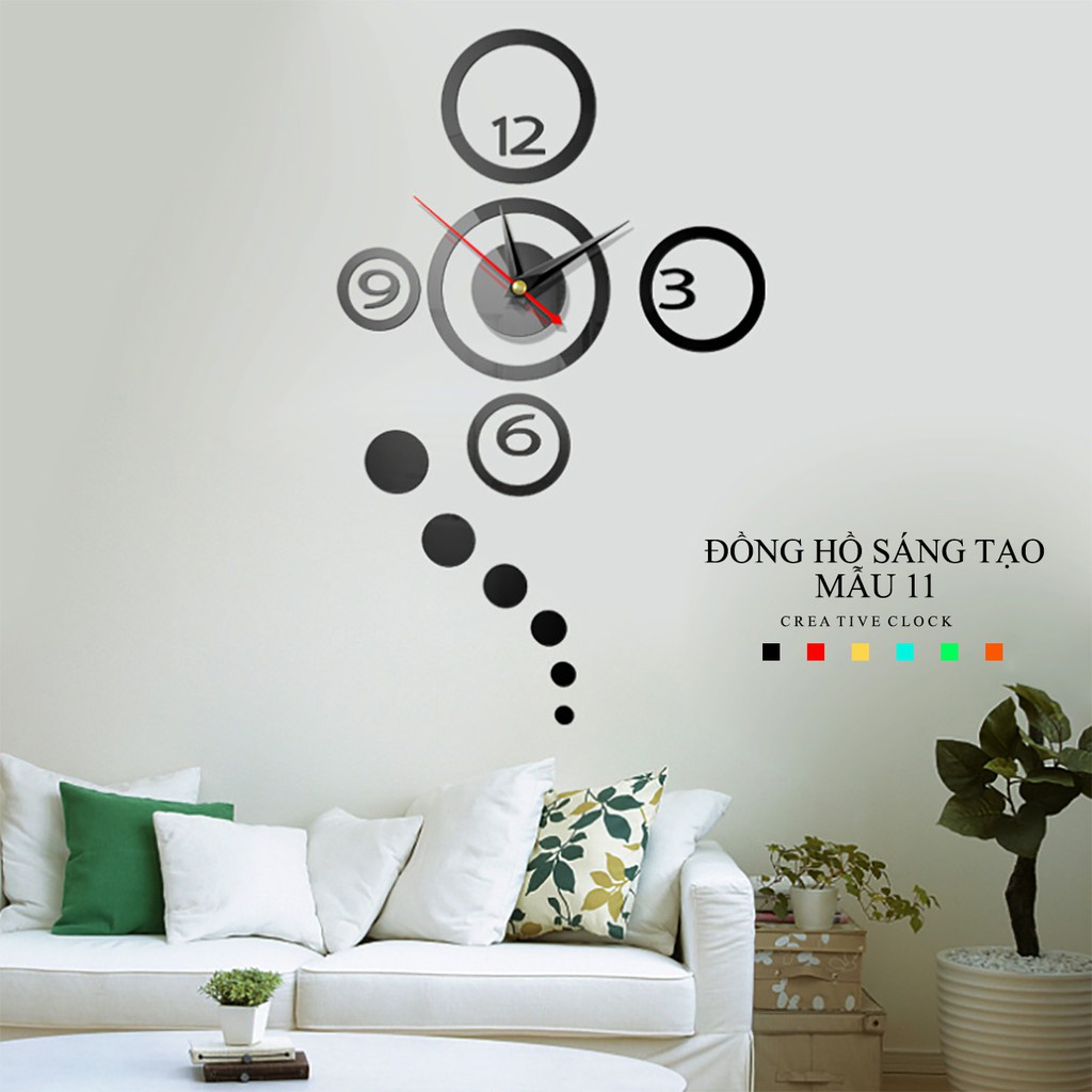 [Mẫu 10 Love] Đồng hồ dán tường mica cao cấp, đồng hồ trang trí decor, quán cà phê, trà đá hình chữ love