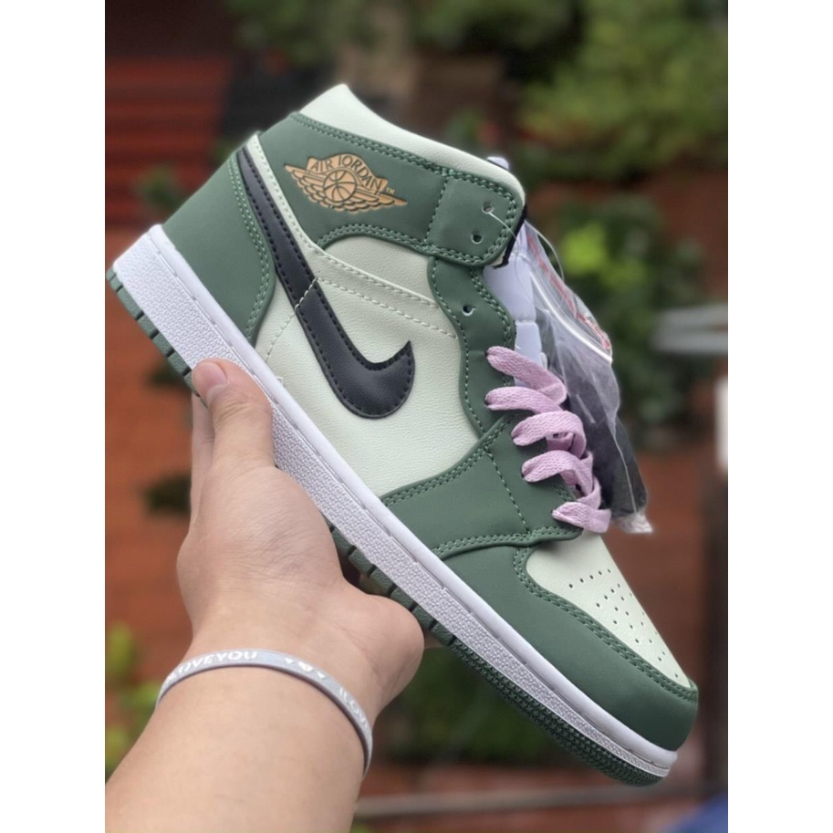 (Full Box + Sale ) Giày Thể Thao Air Jordan 1 Mid SE Dutch Green Cổ Siêu Đẹp Dành Cho Nữ
