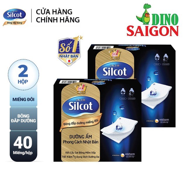 Combo 2 hộp Bông tẩy trang Silcot đắp dưỡng miếng đôi 40 miếng/hộp