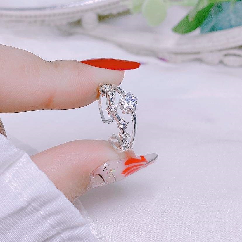 Nhẫn bạc nữ sao băng tuyết, nhẫn hở free size chất liệu bạc ta cao cấp - Trang sức bạc Evasilver
