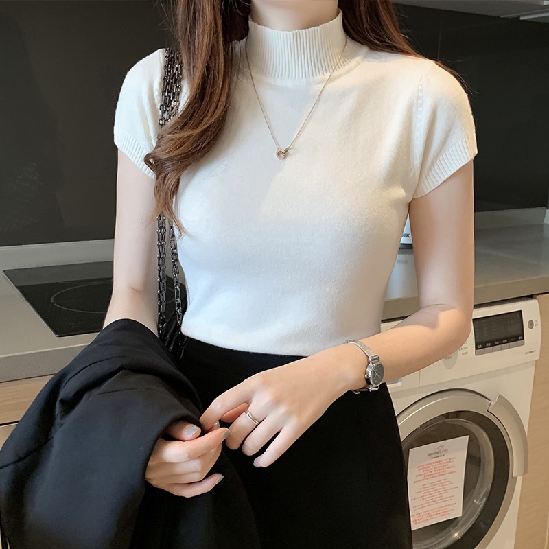 Áo Sweater Mỏng Tay Ngắn Cổ Cao Thời Trang Mùa Hè 2020 Dành Cho Nữ | BigBuy360 - bigbuy360.vn
