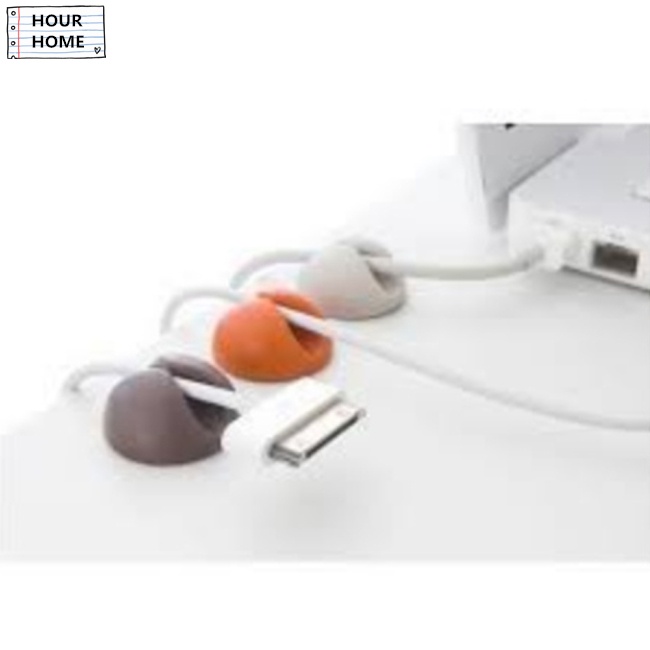 ☃Nhà☃ Kẹp Cố Định Dây Cáp Để Bàn Bằng Cao Su Màu Sắc Ngẫu Nhiên