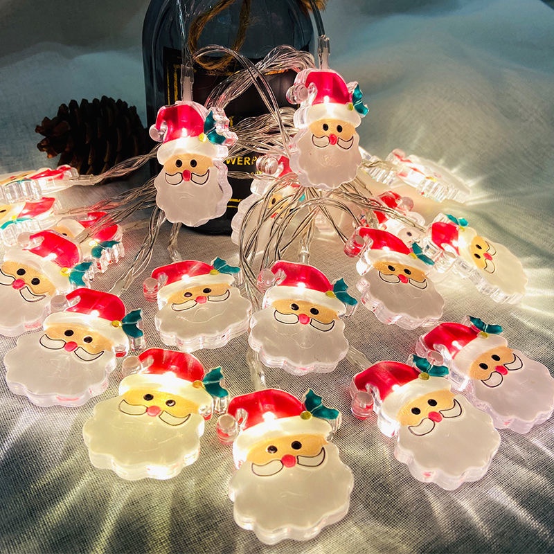 Dây Đèn LED Trang Trí Giáng Sinh / Năm Mới Chạy Pin Hình Ông Già Noel Hoạt Hình