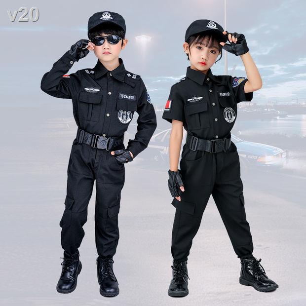 ▩▼Trẻ em quần áo cảnh sát đặc biệt phù hợp với bé trai và gái Quân phục hình sự Halloween trang nhập vai chuyên nghiệp