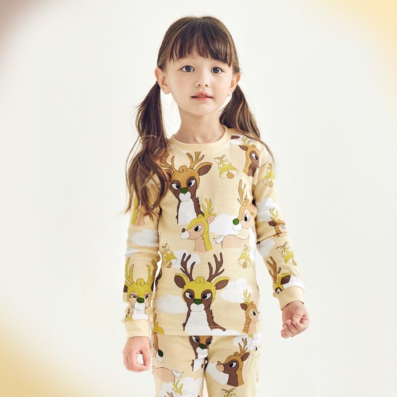 Đồ bộ quần áo dài tay dáng ôm thun cotton mẫu Hươu năm 2022 rất xinh của hãng Unifriend Hàn Quốc mã UND04
