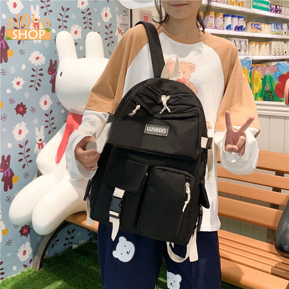 Balo - cặp sách Ulzzang nhiều ngăn đi học, đi làm, du lịch, đựng laptop B0175 Unisex nam nữ - al0ha Shop