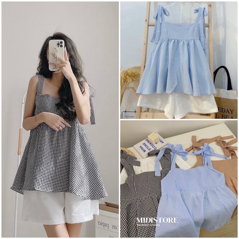 SIEU SALE SET áo babydoll baby 3 màu kèm quần-sét vintager xinh (kèm ảnh thật)
