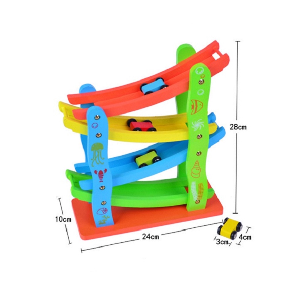 [4 TẦNG - GỖ] ĐỒ CHƠI XE CẦU TRƯỢT ZIC ZAC ĐỒ CHƠI GỖ - CẦU TRƯỢT ZIC ZAC 4 TẤNG