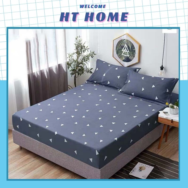 Ga giường ga trải giường cotton HT Home tam giác ghi miễn phí bo chun cho drap giường ( chưa kèm vỏ gối ) | BigBuy360 - bigbuy360.vn