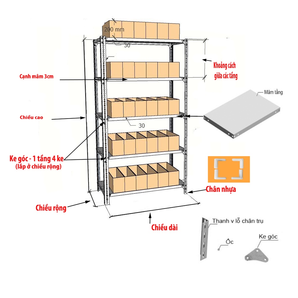 Kệ bếp đa năng 3 tầng 4 tầng lắp ráp nhiều kích thước màu trắng xám đen (Dài 60cm - 80cm x Rộng 40cm + 1 Khóa 13)