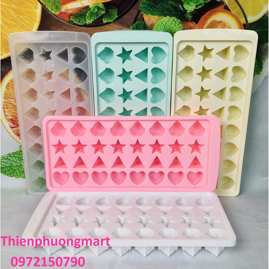 Vĩ làm đá bằng nhựa cao cấp HOFACO - Khuôn đá trái tim, ngôi sao, chiếc lá HPL87