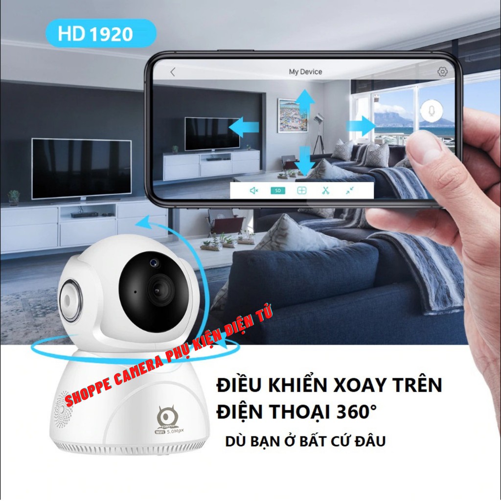 Camera 5.0Mpx V380Pro Q8 Chính Hãng Xoay 360° - Nhận Diện Khuôn Mặt - Xoay theo chuyển động | BigBuy360 - bigbuy360.vn