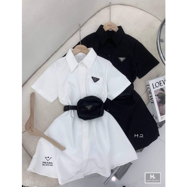 Váy sơmi kèm túi eo