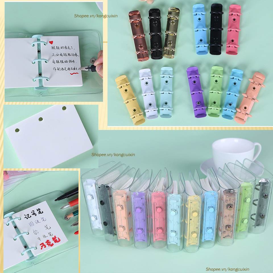 SỔ TAY 3 CÒNG XINH XẮN CÓ LỖ GẮN MÓC KHÓA ĐƯỢC TẶNG KÈM CARD Và HÌNH DÁN Sticker Random