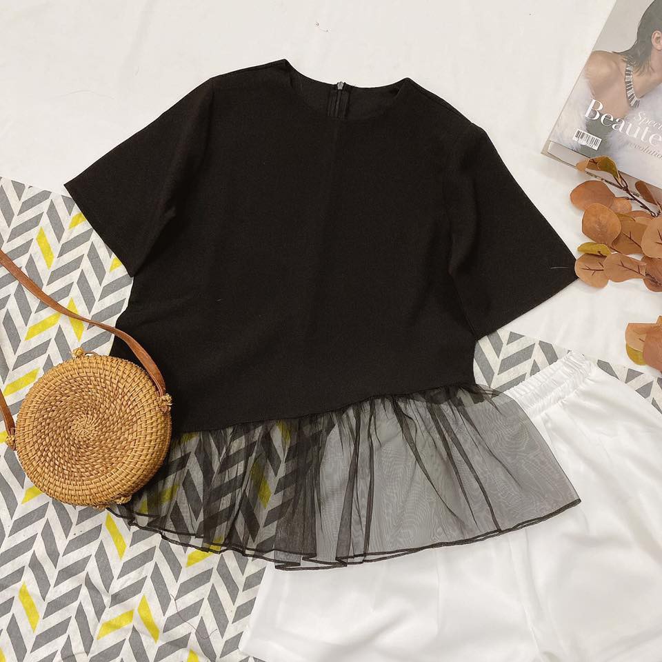 SET ÁO THUN ĐEN PHỐI LƯỚI + SHORT | BigBuy360 - bigbuy360.vn