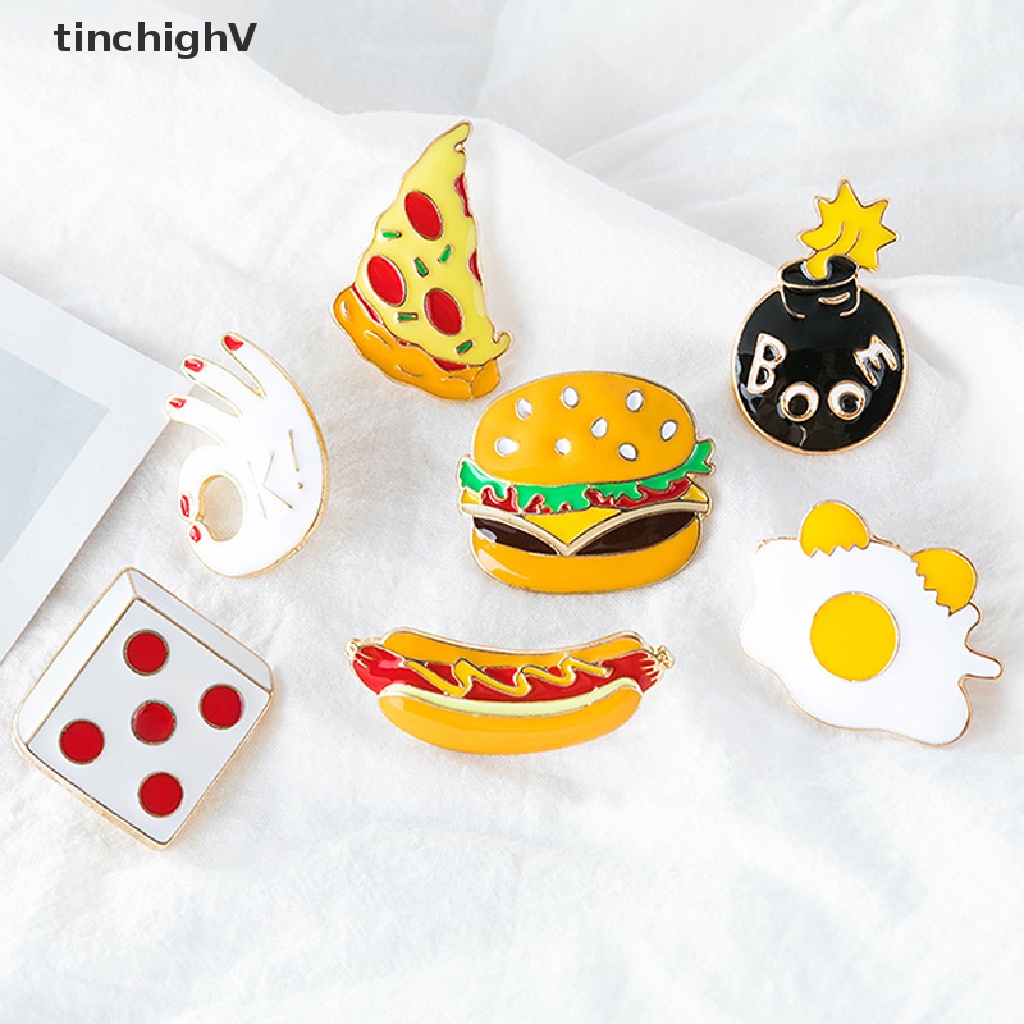 [TinchighV] Ghim Cài Áo Khoác Ba Lô Biểu Tượng Pizza Khoai Tây Chiên Trứng Tráng Men