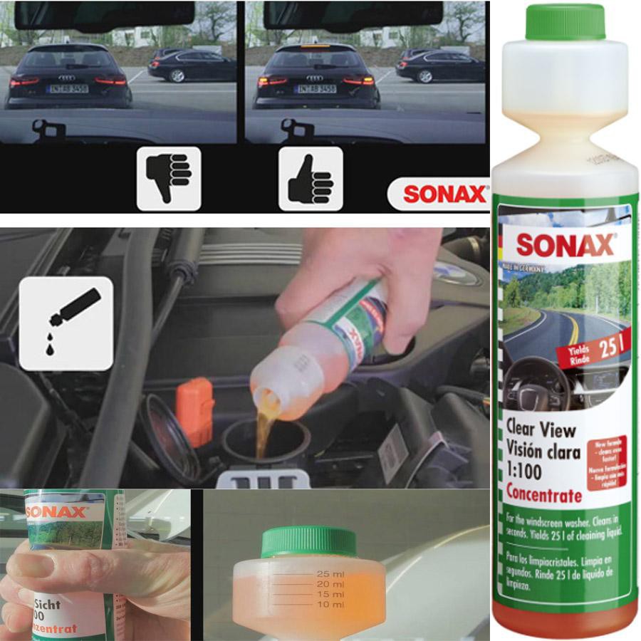 ❧﹊☸Nước Rửa Kính Lái Đậm Đặc Sonax Clear View 1:100 Concentrate 250ml