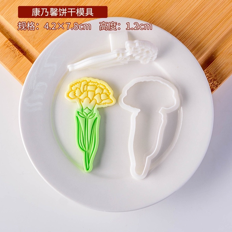 khuôn nhấn nhựa tạo hình hoa cho bánh cookies