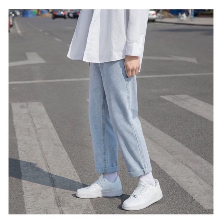 Quần Jean Baggy nam xanh sáng nhạt ống xuông rộng Q4 - quân bò baggy nam hottrend2021 | BigBuy360 - bigbuy360.vn