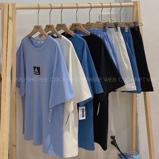 [SE0018] Set đồ bộ in logo form rộng unisex vải cotton mỏng mát (Có sẵn/ảnh thật)