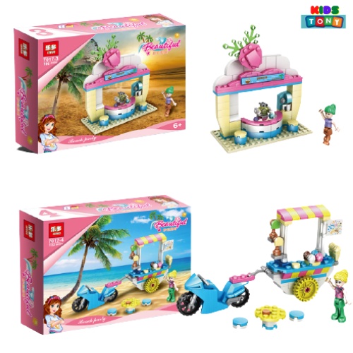 Mô hình lắp ráp Lego diy Girl play house hạt nhỏ, chủ đề thành phố biển dễ thương, quà tặng đồ chơi giáo dục sớm cho bé.