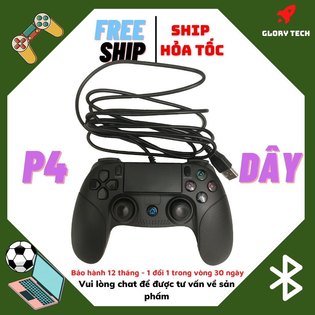 Tay cầm P4 chơi game FO4 Full Box Có Rung, Tay Cầm có dây PC| Laptop | Smart TV | Android | IOS | TV box | PlayStation