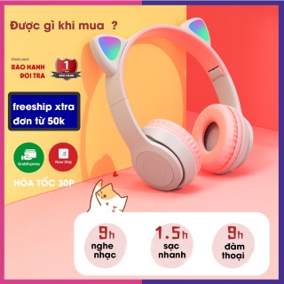 Tai Nghe Chụp Tai Mèo,Tai Nghe Bluetooth P47M Tai Mèo Có Đèn Led Phát Sáng Full Chức Năng,Âm Bass Cực Hay
