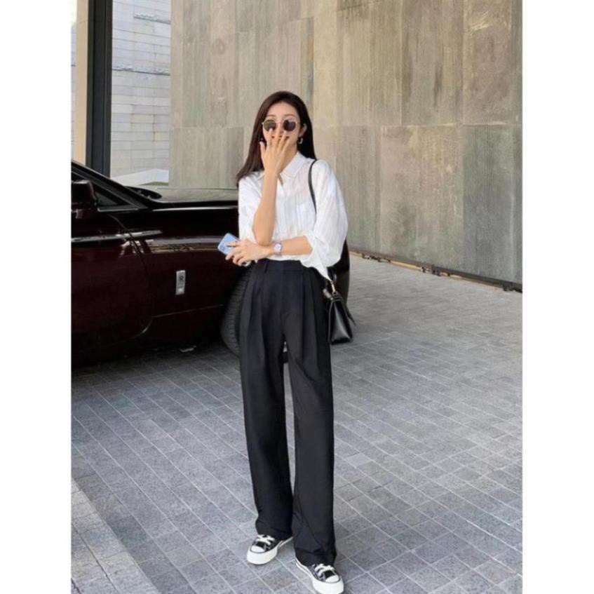 Quần Ống Suông Đen Nữ, Quần Cluthoes Ống Rộng Lưng Thun Hàng Thiết Kế Form Dáng Chuẩn Màu Cơ Bản Dễ Phối Đồ. | BigBuy360 - bigbuy360.vn