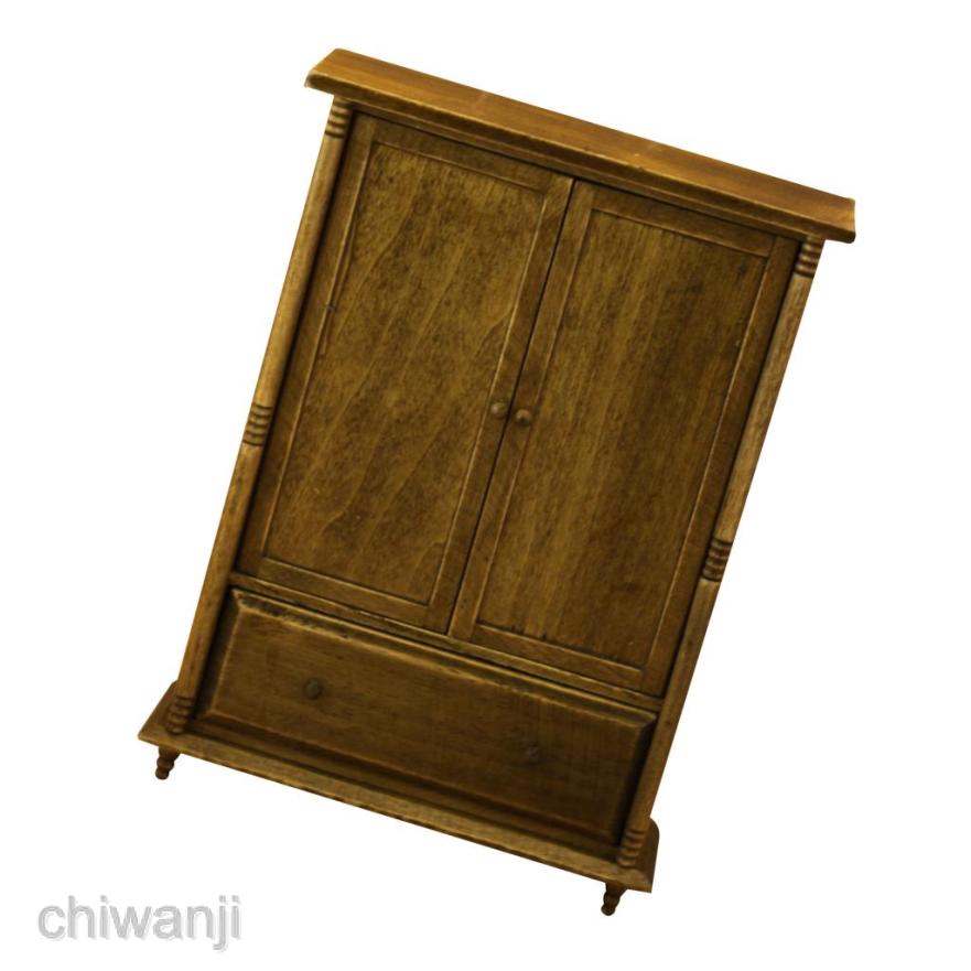 Tủ Quần Áo Bằng Gỗ Phong Cách Vintage Tỉ Lệ 1: 12 Trang Trí Nhà Búp Bê