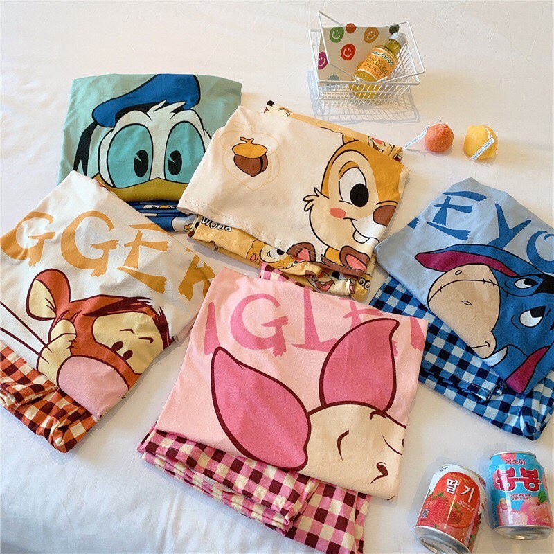 Đồ Bộ Nữ Thun Cotton Tay Ngắn Quần Dài, Đồ Mặc Ở Nhà Quảng Châu, Họa Tiết Hoạt Hình Dễ Thương TN03 | BigBuy360 - bigbuy360.vn