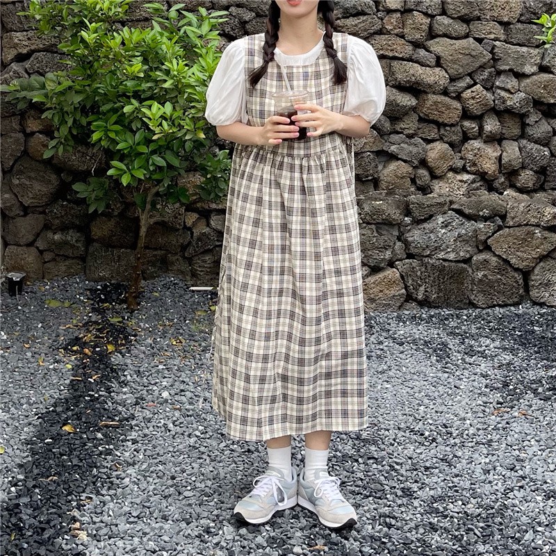 Đầm Maxi dây Dễ thương Kẻ sọc caro Form rộng Mùa Hè Ulzzang Hàn Quốc Váy Midi dài Cute Tiểu thư Thời trang | BigBuy360 - bigbuy360.vn