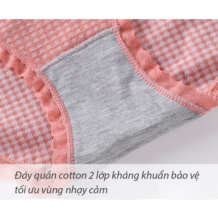 Quần lót cotton kẻ viền ren kháng khuẩn (Lẻ 1c)