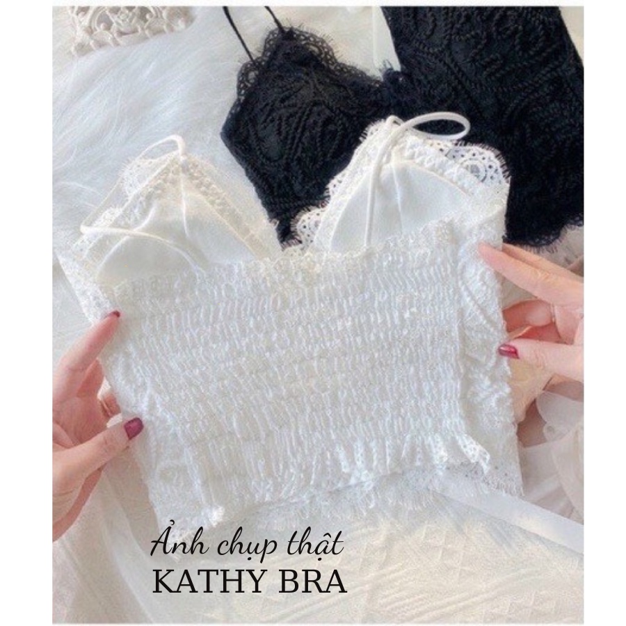 A04 Áo Bra Nữ KATHY BRA Hai Dây Kiểu Dáng Croptop Chất Ren Co Dãn Tốt Có Mút Không Gọng Mix Đồ Siêu Xinh