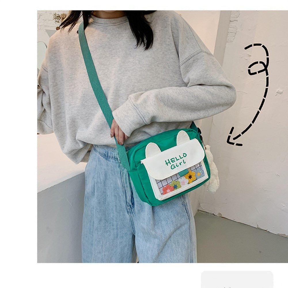 Túi Đeo Chéo Vải Canvas Dễ Thương Cho Nữ