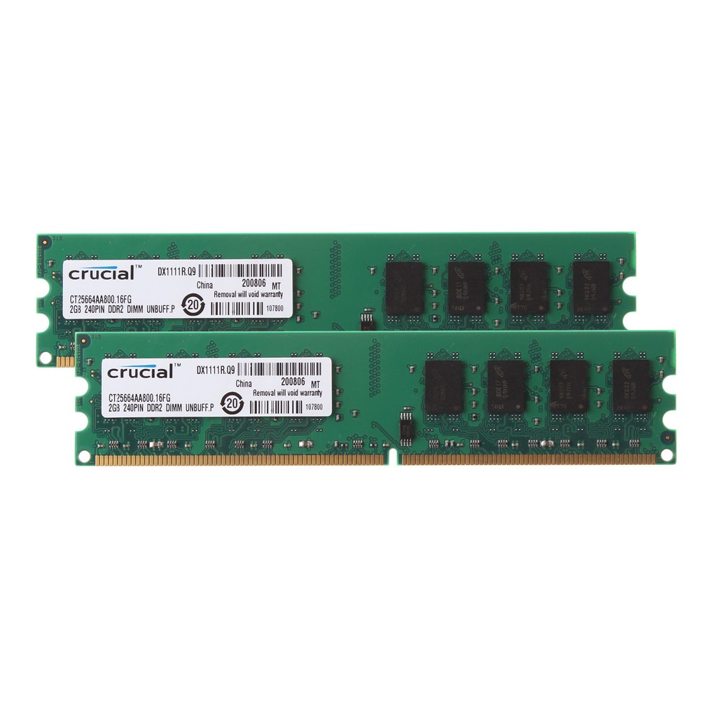 RAM máy tính PC Crucial 4GB 2x2GB PC2-6400 DDR2 800Mhz DIMM