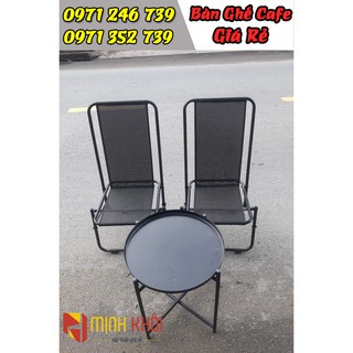 Bàn ghế xếp cafe, bàn ghế quán cóc(combo 2 ghế lò xo + 1 bàn trà chanh)