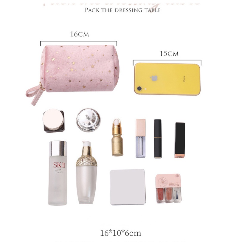 Túi Đựng Son Môi/Mỹ Phẩm Bằng Nhung Nỉ Đơn Giản Tiện Lợi