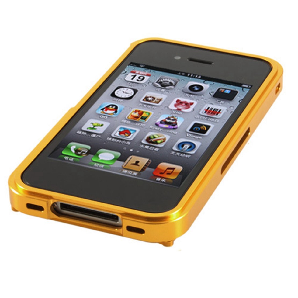 Ốp điện thoại viền kim loại màu vàng cho Iphone 4 4S